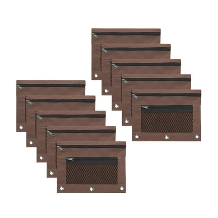 Darzheoy Pencil Pouch 3 Ring, 10PCS Clear Pencil Case with Zipper, Large Capacity Pencil Bag with 3 Reinforced Grommets Binder Pencil Case for Home Office, Gifts