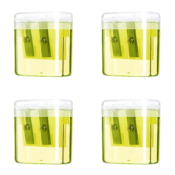 Darzheoy 4pcs Pencil Sharpeners, Manual Pencil Sharpener with Lid, Handheld Pencil Sharpener, Double Holes Pencil Sharpener for Office