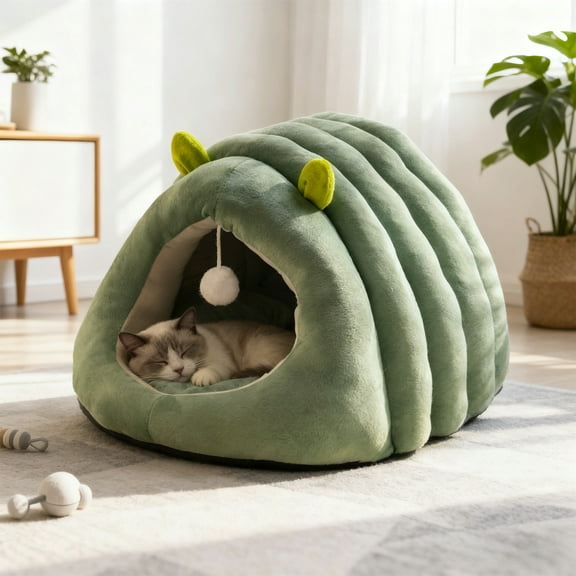 Darzheoy Pet Bed Warm Fluffy Plush for Cats and Dogs Winter Snuggles Calming Anti-Anxiety Cuddler with Removable Cushion Cozy Indoor Pet Sleep and Comfort