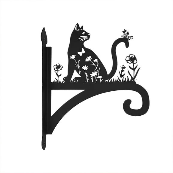 Darzheoy Plant Hangers Outdoor Heavy Duty Iron Decorative Cat Silhouette Plant Hooks for Hanging Baskets 12 inch Hanging Plant Bracket Wall Hooks for Flower Pot Lantern