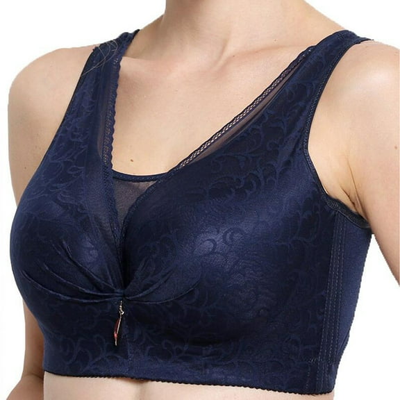 Darzheoy Plus Size Bra for Women Yoga Sports Front Closure Extra-Elastic Breathable Lace Trim Bra Underwear Yoga Sports Bras for Women XL
