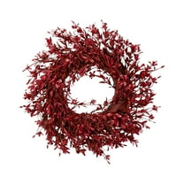 Darzheoy Pumpkin Berry Hydrangea Wreath, 11.8 Inch Fall Decor with Maple Leaves, Artificial Wreath for Door, Thanksgiving & Holiday Decorations