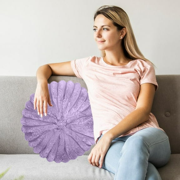 Darzheoy Pumpkin Shaped Sofa Cushion - Soft Decorative Throw Pillow for Living Room, Tatami, Floating Window - Thickened Comfy Seat Pad, Halloween Home Decor, Purple