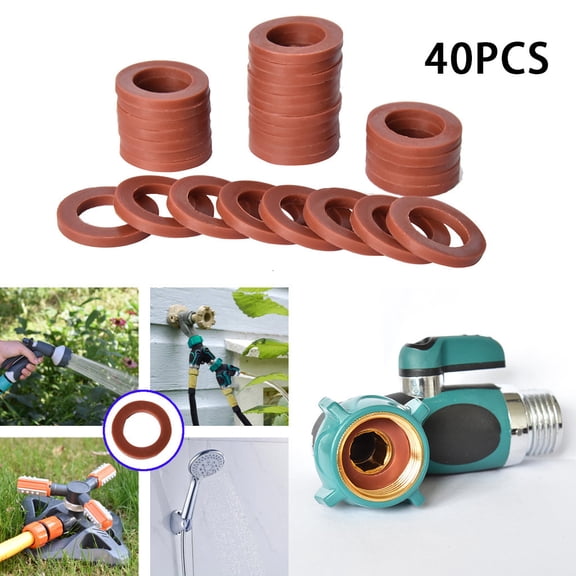 Darzheoy Red Silicone Garden Hose Washer Seals, 3/4 Inch O-Ring Gaskets, 40pc Pack for Water Hose and Connector Leak Repair