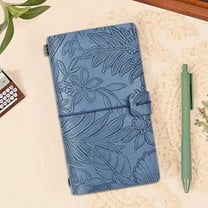 Darzheoy Refillable Writing Journal Notebook, Travelers Notebook with Leather Cover and Strap 7x4.1in, Handmade Leather Traveler's Journal, Planner, Notebook, Blue