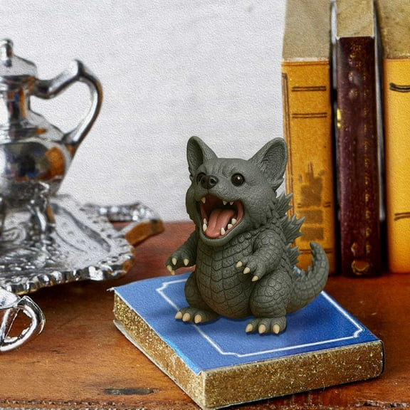 Darzheoy Resin Dog Statue Handmade Decor, Whimsical Indoor/Outdoor Sculpture with Realistic Textures for Bookshelf/Garden Display, C