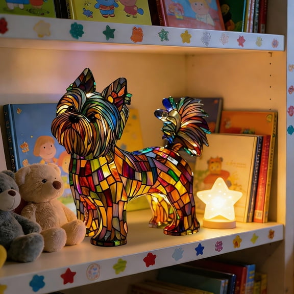 Darzheoy Resin Table Lamp,Retro Dogs Stained Resin Tabletop Night Light,3D Cute Pet Dogs Themed Lamp LED Table Lamps,Suitable for Desktop Decoration,Gift for Dog Lovers