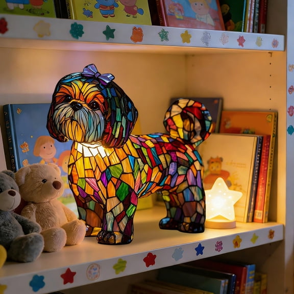 Darzheoy Resin Table Lamp,Retro Dogs Stained Resin Tabletop Night Light,3D Cute Pet Dogs Themed Lamp LED Table Lamps,Suitable for Desktop Decoration,Gift for Dog Lovers
