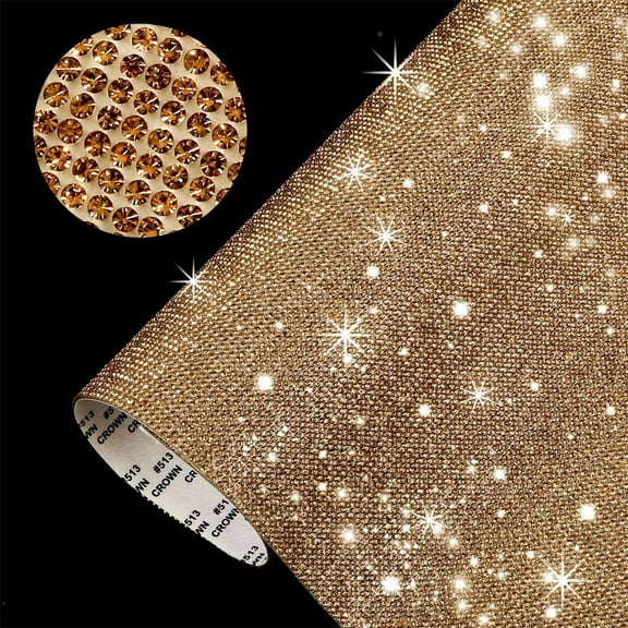Elainilye Rhinestones Stickers, 4.72"X7.87" Self-Adhesive Crystal Rhinestone Ribbon Resin Diamond Ribbon Glitter Rhinestone Sticker Roll DIY - Yellow