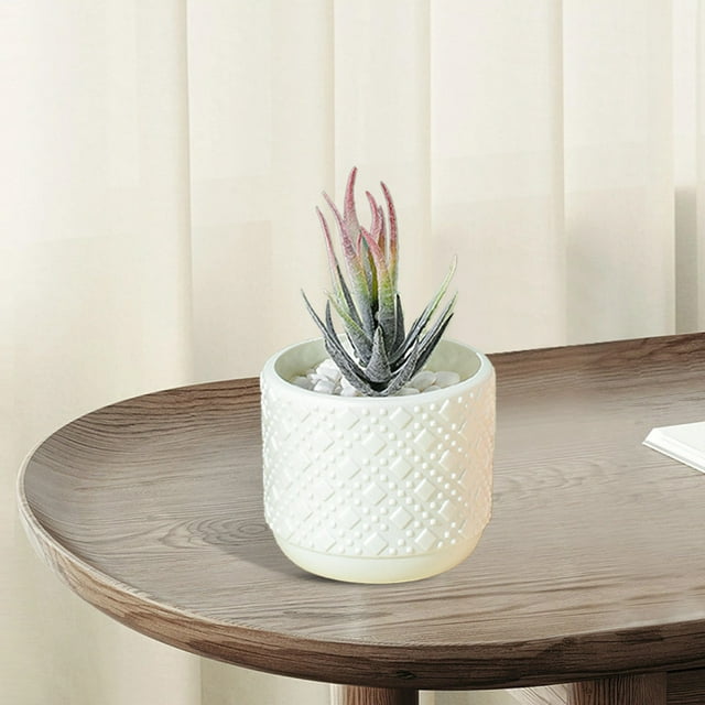 Darzheoy Round Planter, Planter Pot, Flowerpot, Flower Vases, Decorative Vase Centerpieces, Living Room Shelf Knick Knacks Home Decor(3.82*3.35*2.99Inch), White