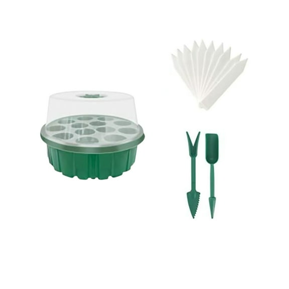 Darzheoy Seed Starter Tray Kit, 13 Cells Seedling Starter Trays with Humidity Dome and Base Greenhouse Growing Trays, Reusable Seed Germination Seedling Tray with Garden Tools Labels