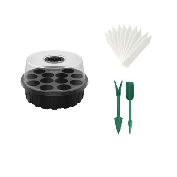 Darzheoy Seed Starter Tray Kit, 13 Cells Seedling Starter Trays with Humidity Dome and Base Greenhouse Growing Trays, Reusable Seed Germination Seedling Tray with Garden Tools Labels