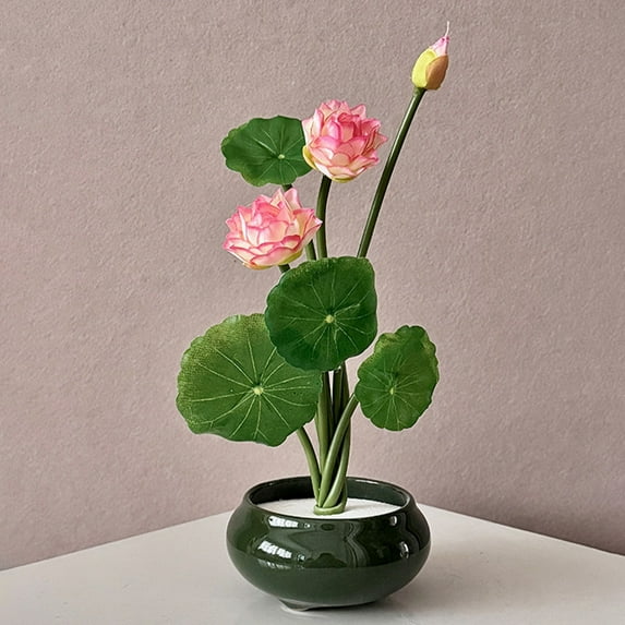 Darzheoy Simulation Lotus Decoration Mini Lotus Flower Vase Filler Plant Realistic Flower Lifelike Simulation Flower Arrangement