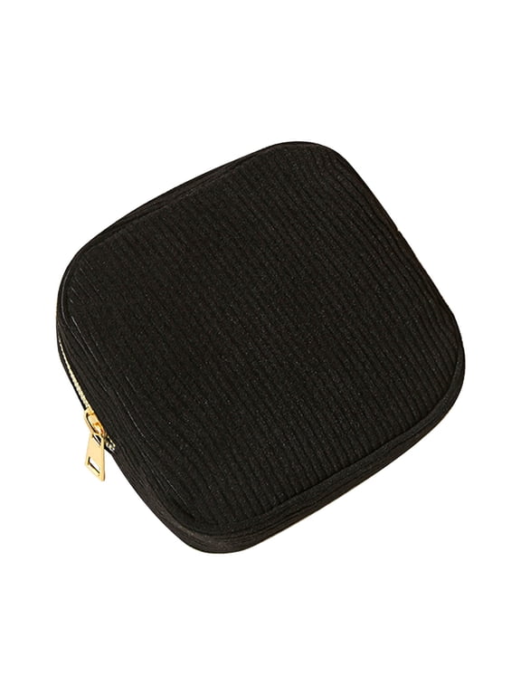 Small Makeup Bag for Purse – Mini Travel Cosmetic Pouch with Metal Zipper, Corduroy Mini Makeup Bag for Cosmetics, Jewelry, Cables – Cute and Vintage Design
