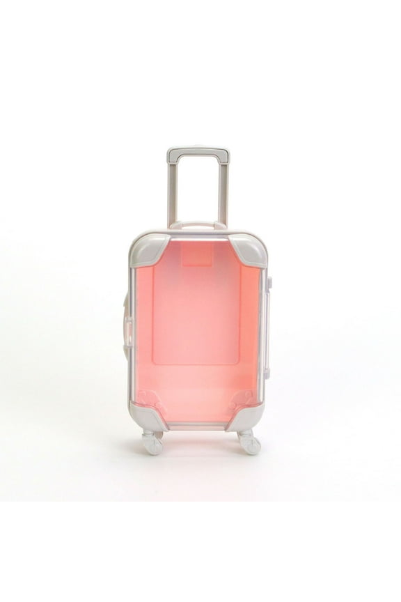 Small Transparent Suitcase, Mini Travel Luggage with Wheels, Lightweight Durable Carry-On, Clear Trolley Case for Organization, Simulation Puzzle Storage, Pink