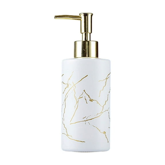 Darzheoy Soap Dispenser, 350ml Hand Soap Bottle with Plastic Pump Gold, Ceramic Liquid Soap Dispenser for Bathroom, Kitchen, Dish Soap