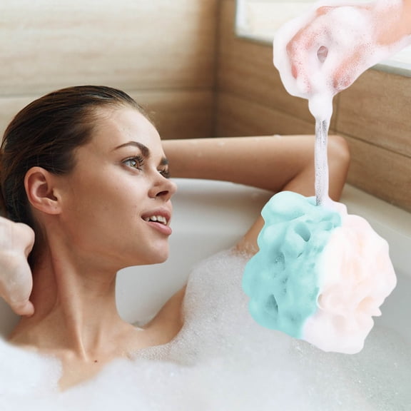 Darzheoy Soft Bath Flower Sponge - Gentle Exfoliating & Non-Shedding - Luxurious Foaming Body Scrub - Hanging Loop for Easy Drying - - Bath Accessory, Blue