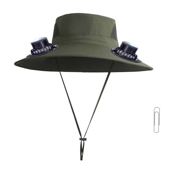 Darzheoy Solar Fan Hat Wide Brim Solar Fan Hat Outdoor Wide Brim Sun Hat with Solar Fan Fishing Hat, Removable & USB Charging Fan