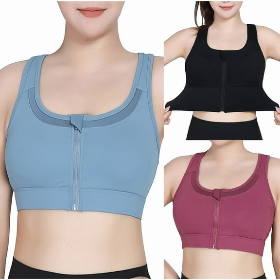 Darzheoy Sport Bras for Women Front Closure Plush Bra Racerback Shockproof Strength Yoga Vest Fitness Jogging Bra XXXXXL