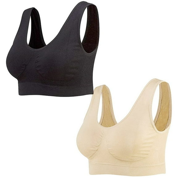 Darzheoy Sports Bras for Women 2 Pack Seamless Sports Bra Wirefree Yoga Bra With Removable Pads 44BC