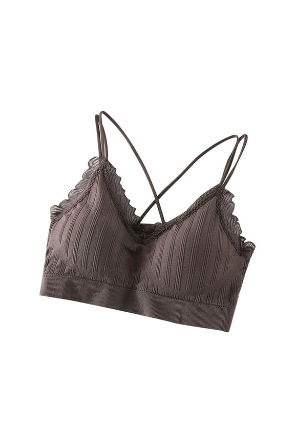 Sports Bras for Women V-neck Wrapped Chest Sexy Lace Sling Cross Beauty Back Threaded Sports Vest 70A70B70C75A75B75C