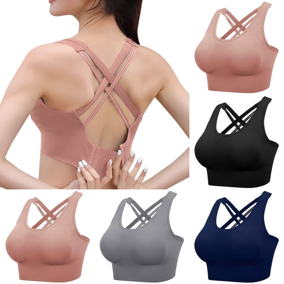 Darzheoy Sports Bras for Women Vest Push-Up Yoga Bras Fitness Sports Bra With Removable Chest Pad Racerback Bras L