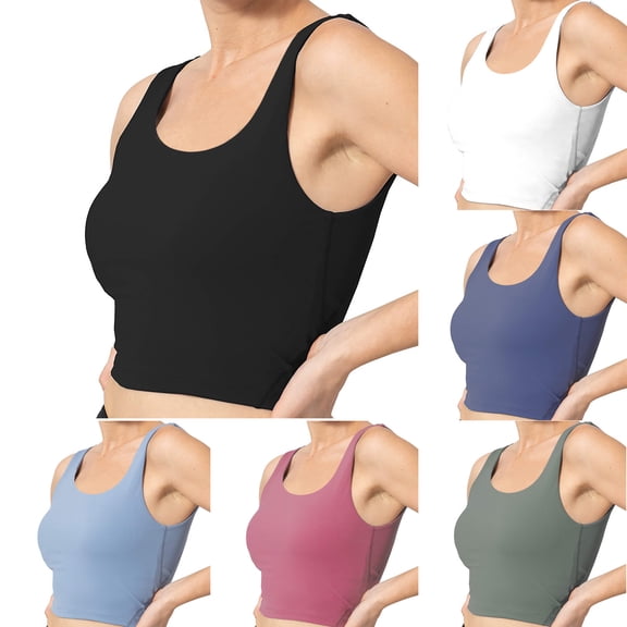 Darzheoy Sports Bras for Women Yoga Solid Sleeveless Cold Shoulder Casual Tanks Blouse Tops Intimates Seamless Bras 38