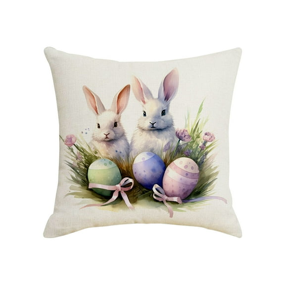 Darzheoy Spring Bunny Throw Pillow Covers 18x18 inch Rabbit Spring Decorative Pillows Case Soft Cushion Covers for Couch Sofa Patio Garden Spring Decor