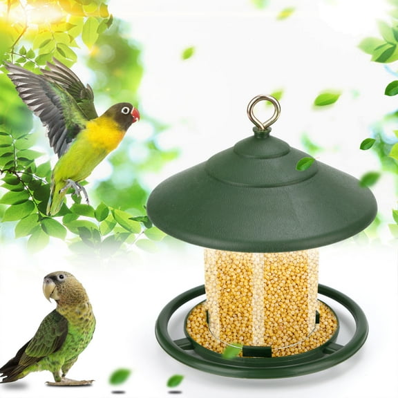 Darzheoy Bird Feeders for Outdoors, Bird Feeder Outside Hanging, Squirrel Proof Wild Bird Feeders for Garden Yard Decoration, Easy Clean and Fill, Adjustable Feeder with Roof, Plastic