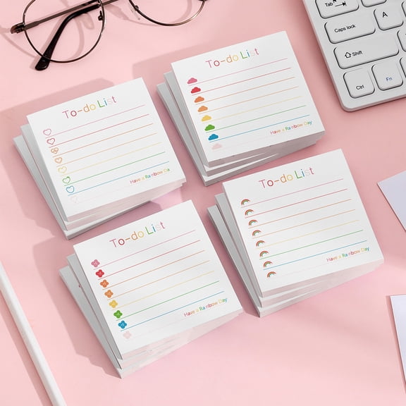 Darzheoy Sticky Note Set, 4 Pack 200 Sheets Assorted Bright Multicolor Self-Stick Memo Notes 2.95 x 2.95 in, Tearable Office Message Notes for Home, Desk, Cubicle, Planner, Meeting