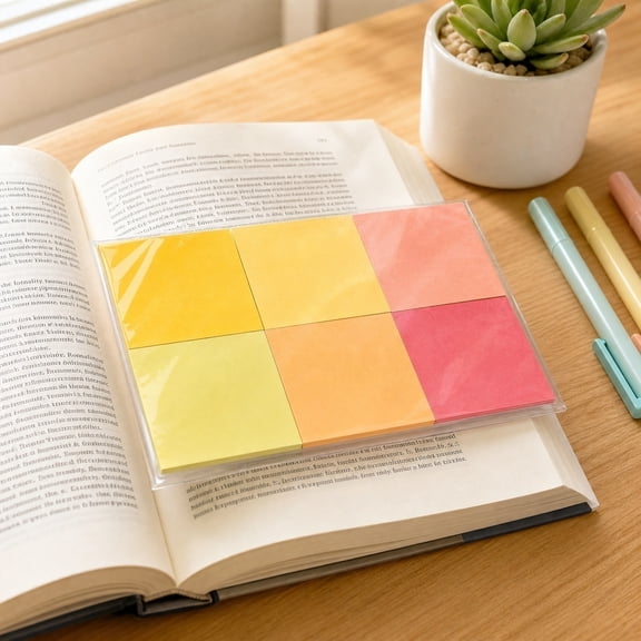 Darzheoy Sticky Notes Set, Super Strong Adhesive Memo Pads, 6-Color Curved Removable Note Pads, Repositionable Versatile Sticky Notes, Self-Stick Notes for Office, Home, Desk, Study, Den
