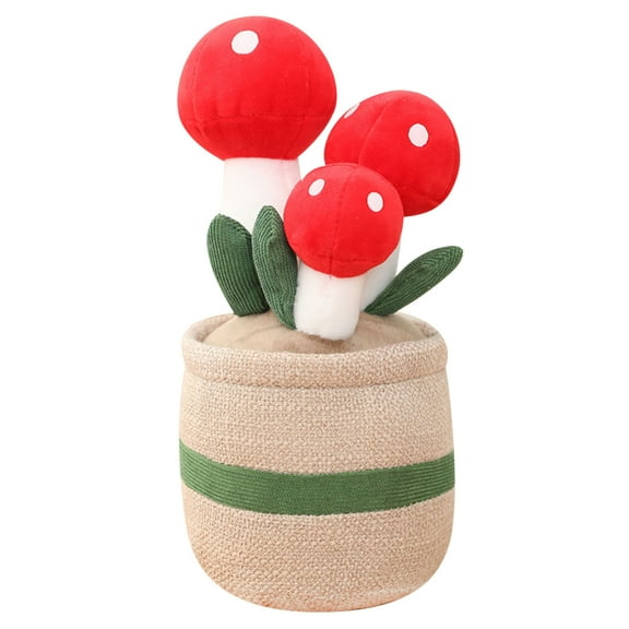 Darzheoy Plants Throw Pillow, Mushroom Plush Toy, Cute Soft Plants Throw Pillow Decoration, Stuffed Flower Pot Plushie, Potted Pillow