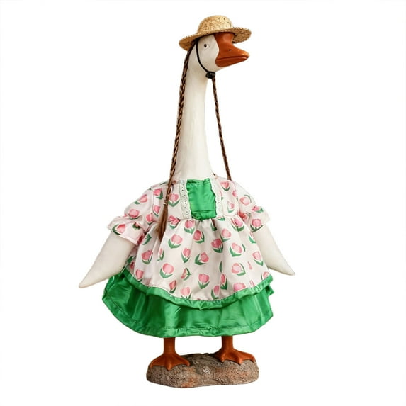 Darzheoy Sunflower Goose Outfit Retro Dress for 17 Inch Porch Goose Statue, Weather-Resistant Clothing for Outdoor Garden Patio and Lawn Decor