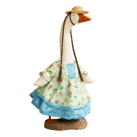 Darzheoy Sunflower Goose Outfit Retro Dress for 17 Inch Porch Goose Statue, Weather-Resistant Clothing for Outdoor Garden Patio and Lawn Decor