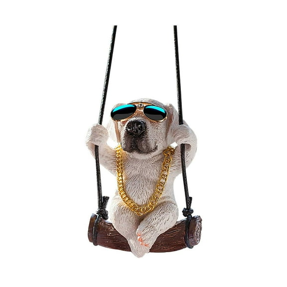Darzheoy Swinging Dog Car Hanging Ornament, Car Mirror Hanging Accessories, Car Accessories for Car Decor Charm Rear View Mirror Accessories, Small Gifts