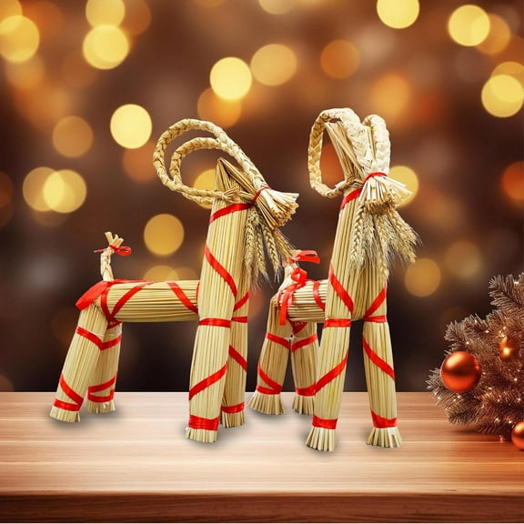 Darzheoy Tall Swedish Straw Woven Christmas Goat Yule Decoration for Home Interior Outdoor Holiday Tradition Decor Birthday Party