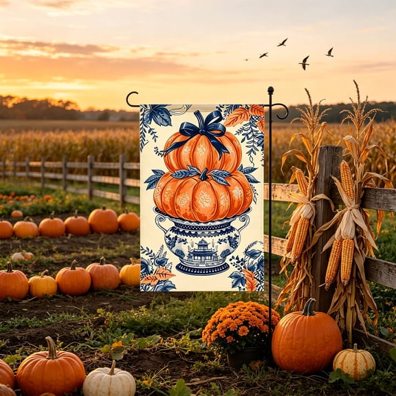 Darzheoy Thanksgiving Garden Flag, Double-Sided Fall Seasonal Banner, Flagpole Yard Display Accent, Thanksgiving Decorations Outdoor for Yard Patio Lawn