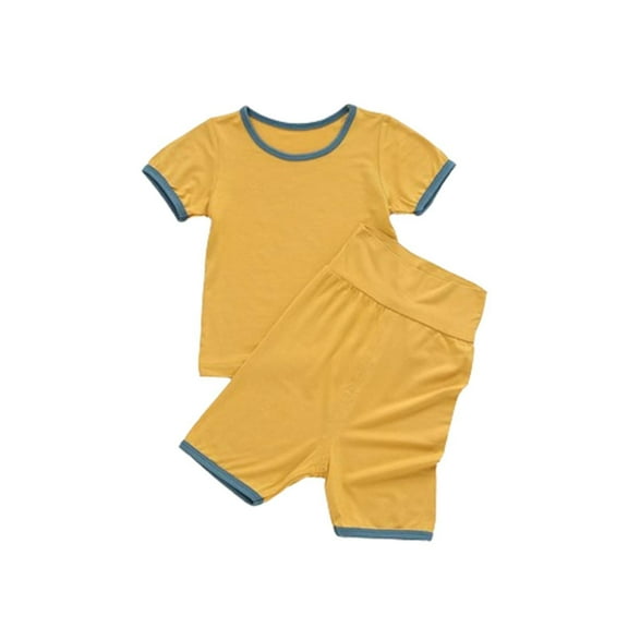 Darzheoy Toddler Baby Outfits Cute Short Sleeve T-Shirt And Pants 2 Piece Summer Solid Color Sets For Baby Boys And Girls ,Size 6 months-23 months