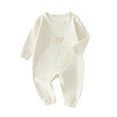 thumbnail image 1 of Darzheoy Toddler Baby Rompers Round Neck Button Long Sleeve Jumpsuits Comfortable Cute Spring Summer Girls Boys Pajamas Clothes ,Size 0-9 Month, 1 of 3