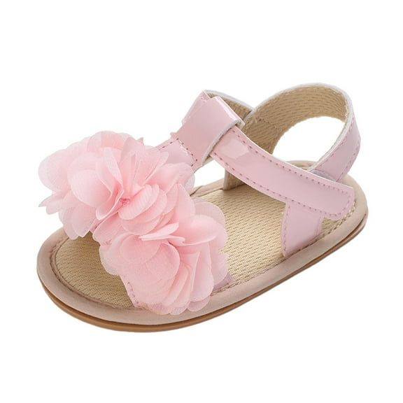 Darzheoy Toddler Baby Sandals Non-Slip Casual Loose Easy On Fall Ankle Strap Solid Color Cute Delicate Floral Trim Breathable Shoes