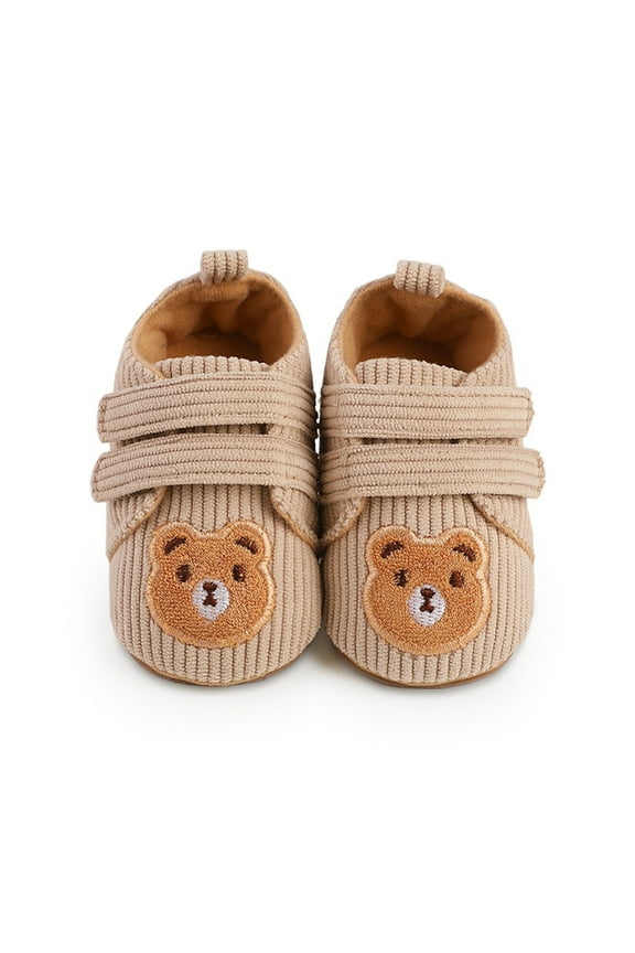 Toddler Baby Shoes Cotton Breathable Bear Graphic Cute Non-Slip Casual Versatile Soft Sole Fall Winter Thermal Solid Color Shoes