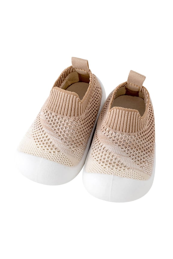 Toddler Baby Shoes Knit Soft Sole Fall Versatile Solid Color Casual Loose Rubber Sole Skin Fabric Non-Slip Shoes