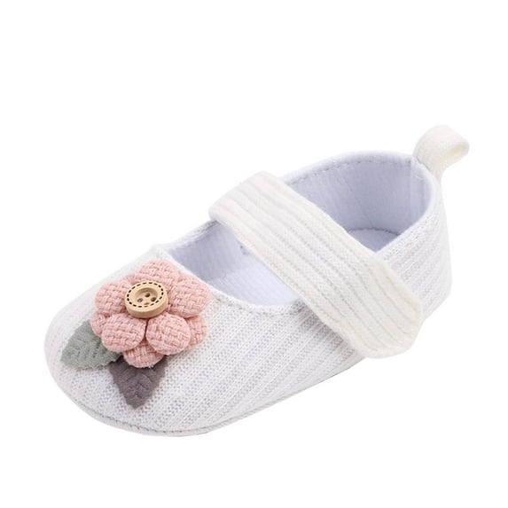 Darzheoy Toddler Baby Shoes Knitted Non-Slip Loose Solid Color Fall Breathable Delicate Floral Trim Easy On Versatile Shoes