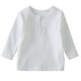 thumbnail image 1 of Darzheoy Toddler Boy Girl Cotton Linen Shirt Solid Crewneck Button Up Long Sleeve Shirts Kids Casual Spring Fall Blouse Tops 3 Month-7 Years, 1 of 7