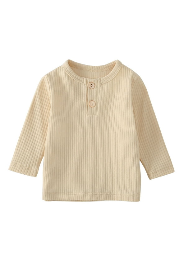 Toddler Boy Girl Cotton Linen Shirt Solid Crewneck Button Up Long Sleeve Shirts Kids Casual Spring Fall Blouse Tops 3 Month-7 Years