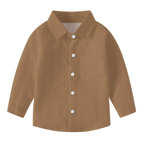 Darzheoy Toddler Boy Girls Clothes Button Shirt Apricot Long Sleeve Plaid Shirt for Kids Little Boys Fall Winter Outfits for 6 Months-8 Years