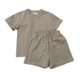 thumbnail image 1 of Darzheoy Toddler Children Outfits Pocket Round Neck Solid Color Casual Loose Tops And Shorts 2 Piece Short Sleeve Sets ,Size 12 months-9 years, 1 of 3
