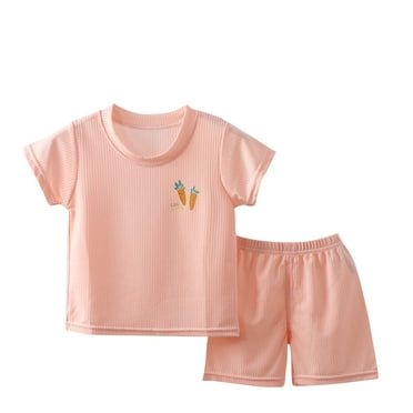 Darzheoy Toddler Girls And Boys Outfits Solid Color Baby Clothes Summer T-shirt And Shorts Round Neck Short Sleeve 2 Piece Sets ,Size 3 Month-5 Years