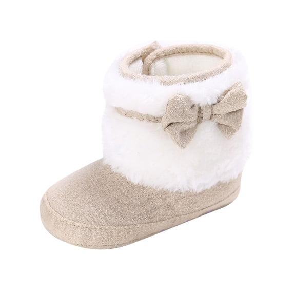 Darzheoy Toddler Girls Boots Cute Winter Soft Insole Plush Lining Thicking Warm Soft Leather Suede Non-Slip Bow Snow Boots Shoes