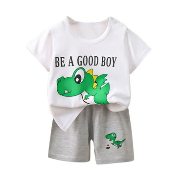 Darzheoy Toddler Girls And Boys Outfits Summer Cotton Round Neck Clothes Solid Color Graphic Casual Printed Short Sleeve 2 Piece Sets ,Size 6 Months-5 Years